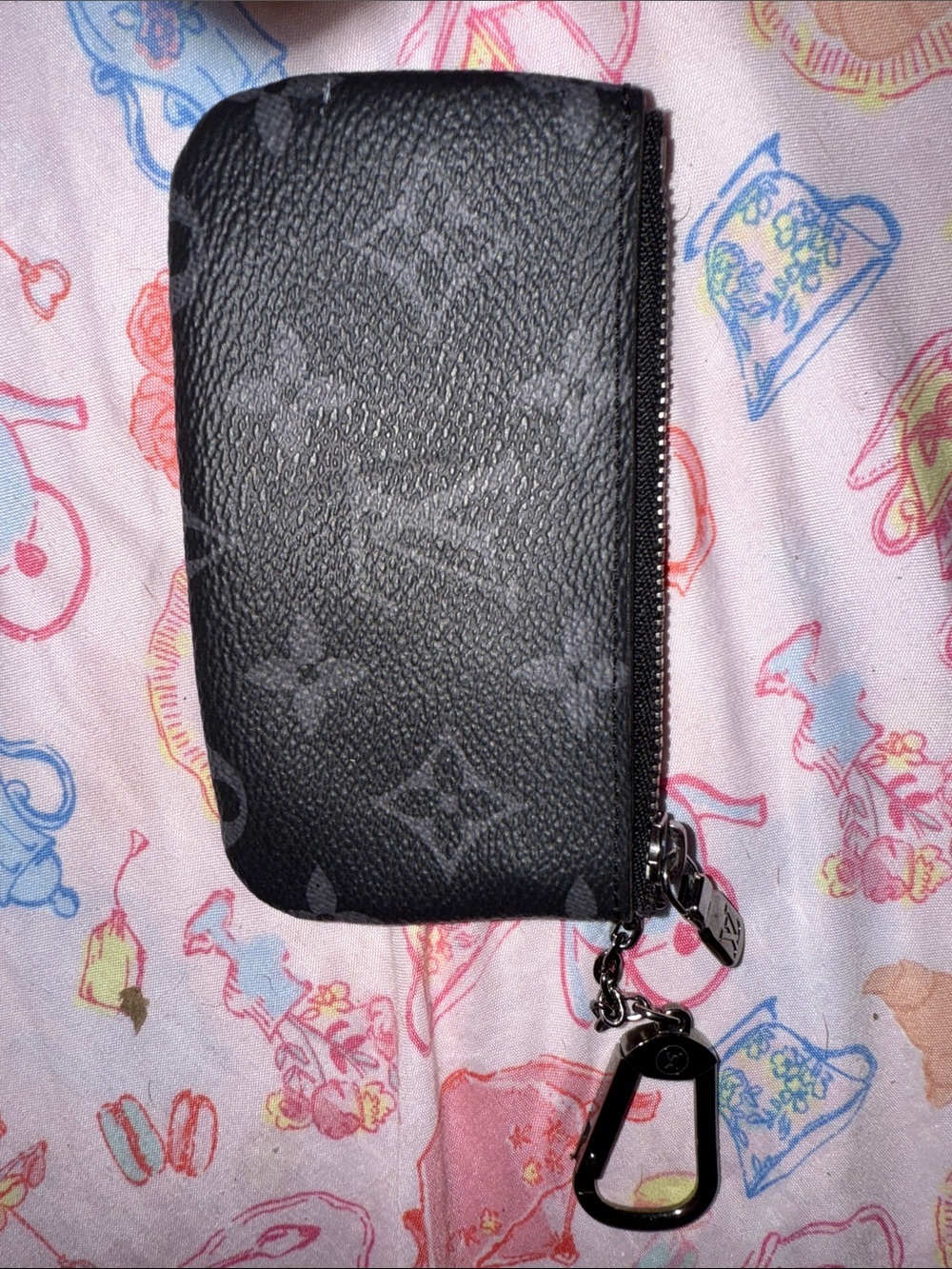 Louis Vuitton Black Monogram Zip Key Pouch with Clip